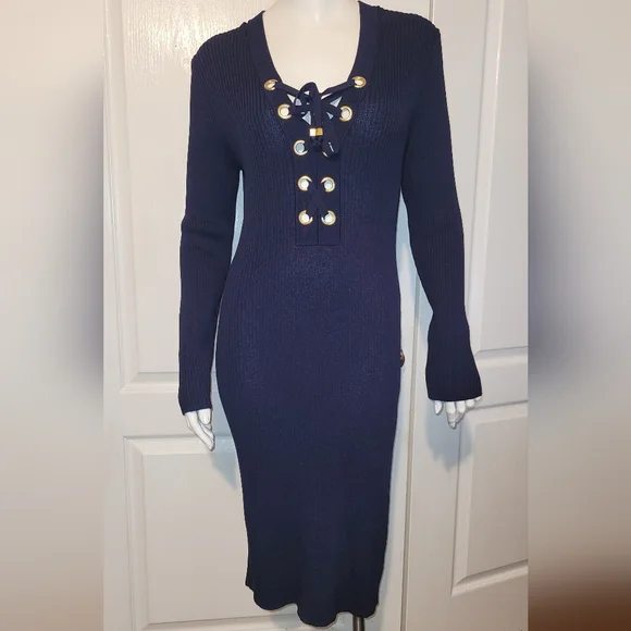 Michael Kors Ribbed Lace Up Dress - Picture 2 of 9